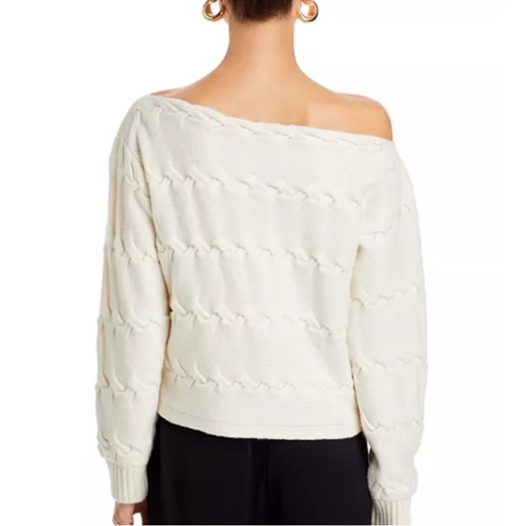 L'Agence Shan Ivory Cabal Knit Off the Shoulder Sweater NWOT - Picture 3 of 10